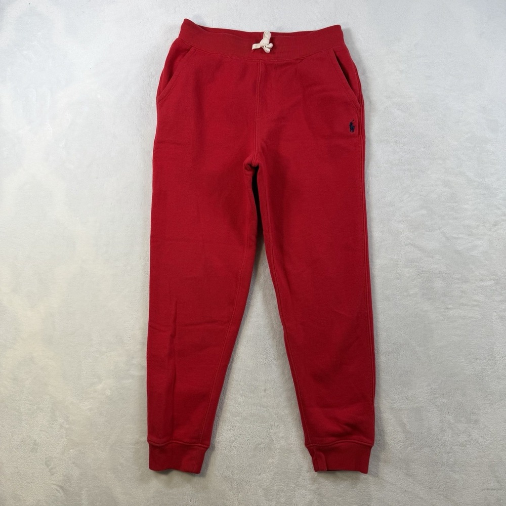 Polo Ralph Lauren Boys Red Fleece Jogger Pants Size M 10-12